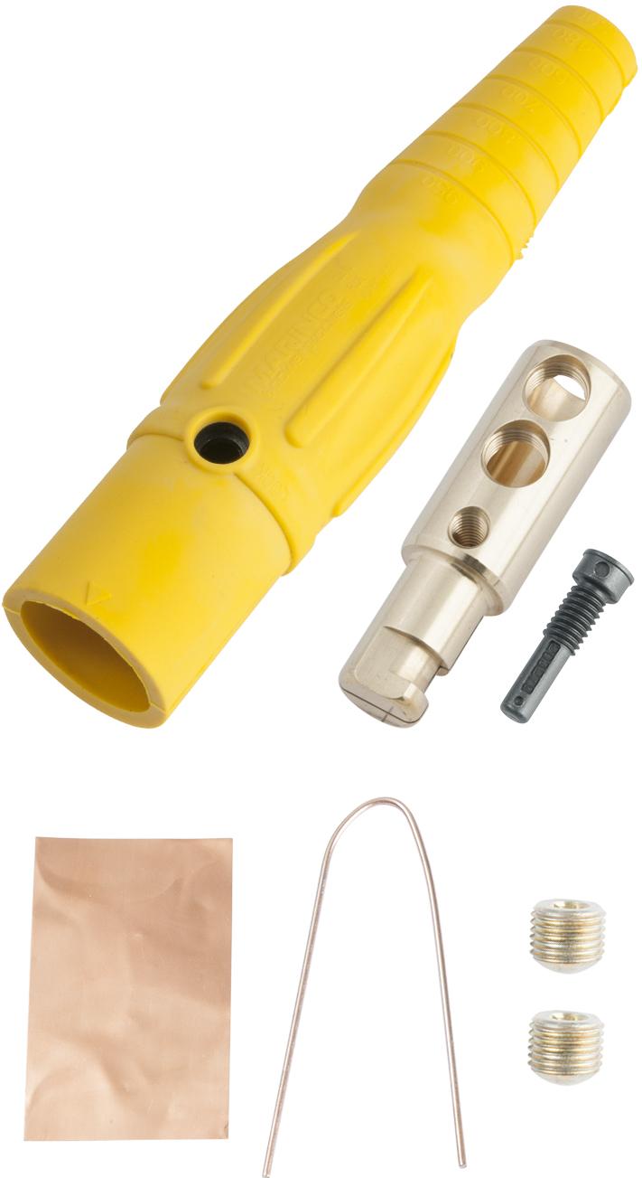 Marinco-CLS20MB-H Steckverbinder CL Series Inline Single Pin Connector (400A / 600V) #2 - 2/0 AWG Male - Yellow (H)