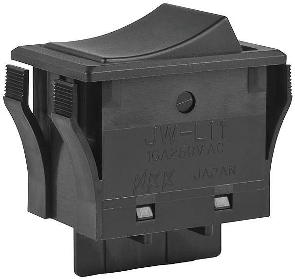NKK Switches-JWL11RAA/UCV Bascule de commutateur Switch Rocker ON None OFF SPST Quick Connect/Solder Lug Curved Rocker 16A 250VAC 72VDC 25000Cycles
