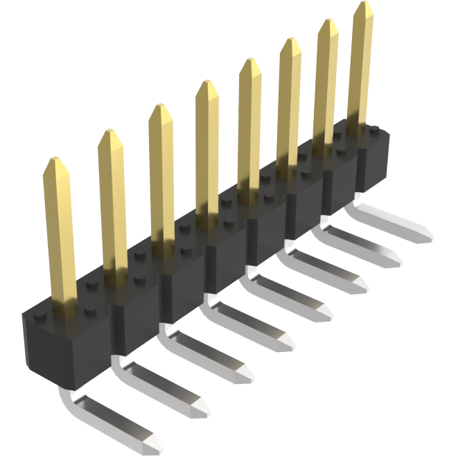 Amphenol Communications Solutions-77315-818-08LF 连接器插头及 PCB 插座 BergStik®, Board to Board connector, Unshrouded Right Angled Header, Through Hole, Single Row, 8 Positions 2.54mm (0.100in) Pitch