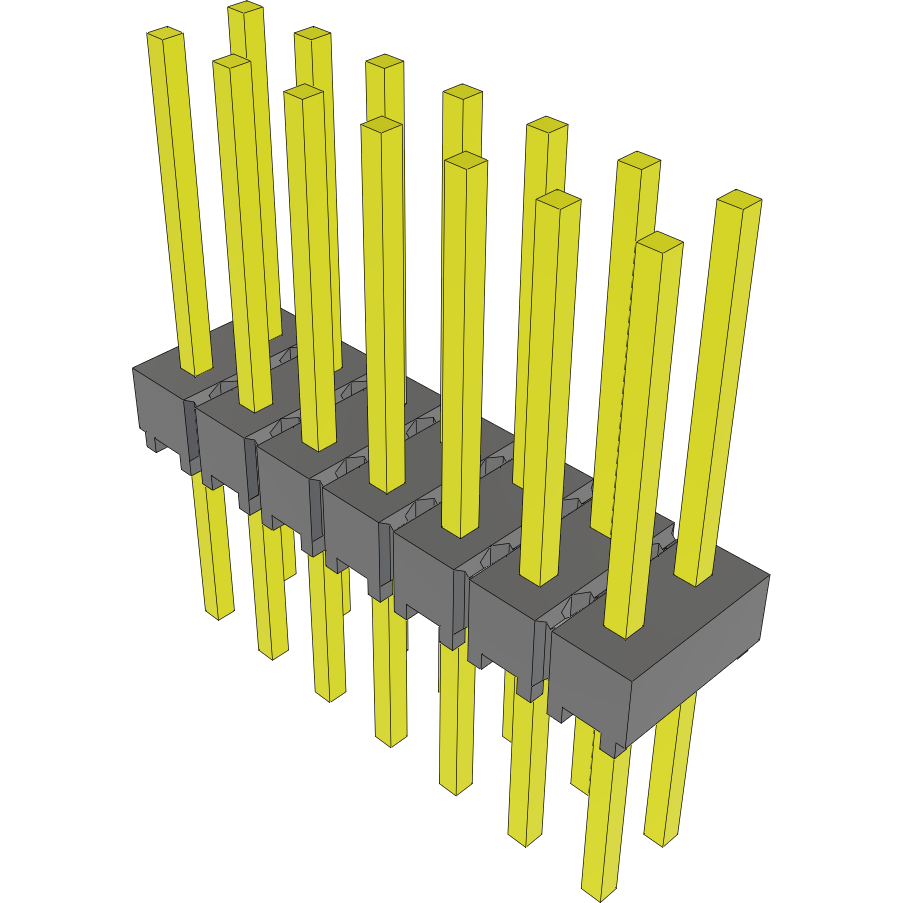 Samtec-MTSW-107-09-G-D-380 Connector Headers and PCB Receptacles Conn Unshrouded Header HDR 14 POS 2.54mm Solder ST Top Entry Thru-Hole Bulk