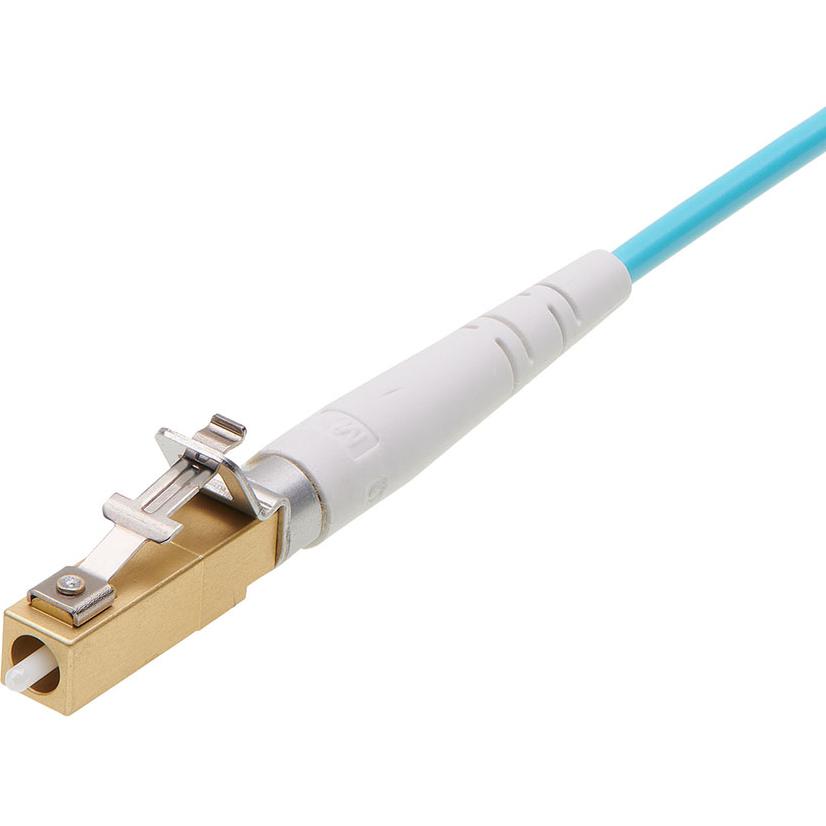 Molex-1063971502 Steckverbinder, LWL LC2+ Connector, Multimode, 127um Ceramic PC Ferrule, 2.00mm Simplex Cable, White Housing, Straight Boot