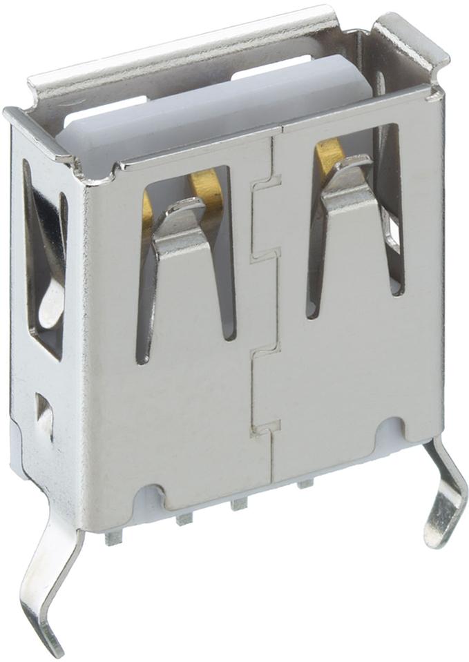 Lumberg-2410 11 Connector USB USB 2.0 Chassis Socket Type A Upright Version For Printed Circuit Boards