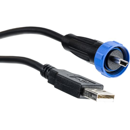 Bulgin Components PLC-PX0441/2M00 Cable Assembly USB Cable Assembly 2m Mini USB 2.0 Type B to USB 2.0 Type A 5 to 4 POS M-M Overmold-Overmold 24AWG/28AWG Buccaneer