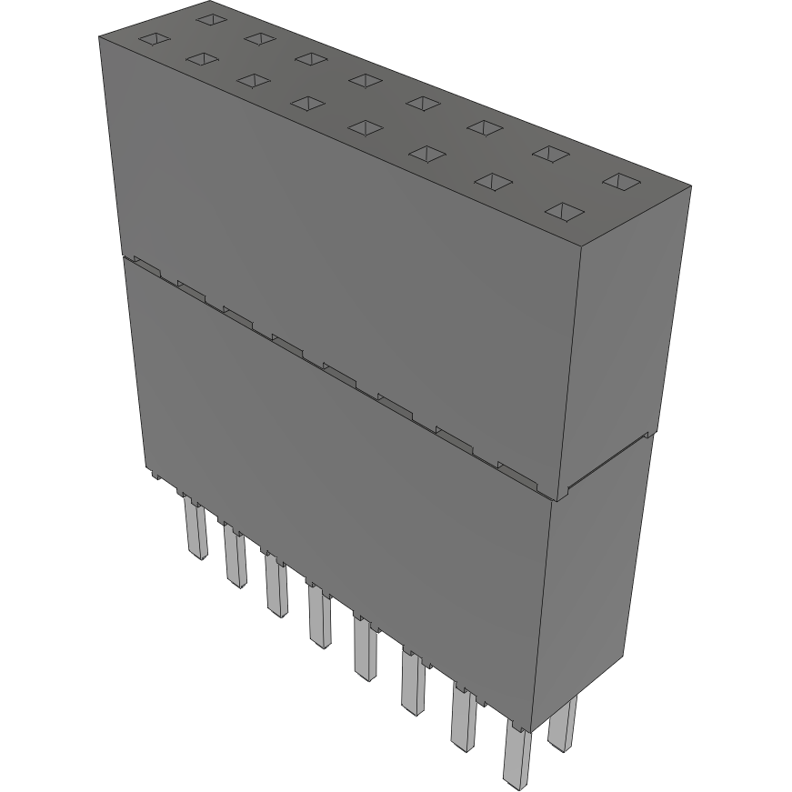 Samtec-ESW-108-69-S-D Piastre connettori e prese PCB Conn Elevated Socket SKT 16 POS 2.54mm Solder ST Top Entry Thru-Hole Tube