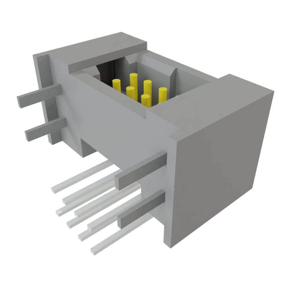 Samtec-TFM-104-01-L-D-RE1-WT 连接器插头及 PCB 插座 Conn Shrouded Header (4 Sides) HDR 8 POS 1.27mm Solder RA Side Entry Thru-Hole TIGER EYE™ Tube