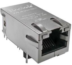 Bel Fuse-2250454-1 Steckverbinder, Telefon und Telekommunikation Conn RJ-45 RCP 8 POS 1.02mm Solder RA Thru-Hole 16 Terminal 1 Port