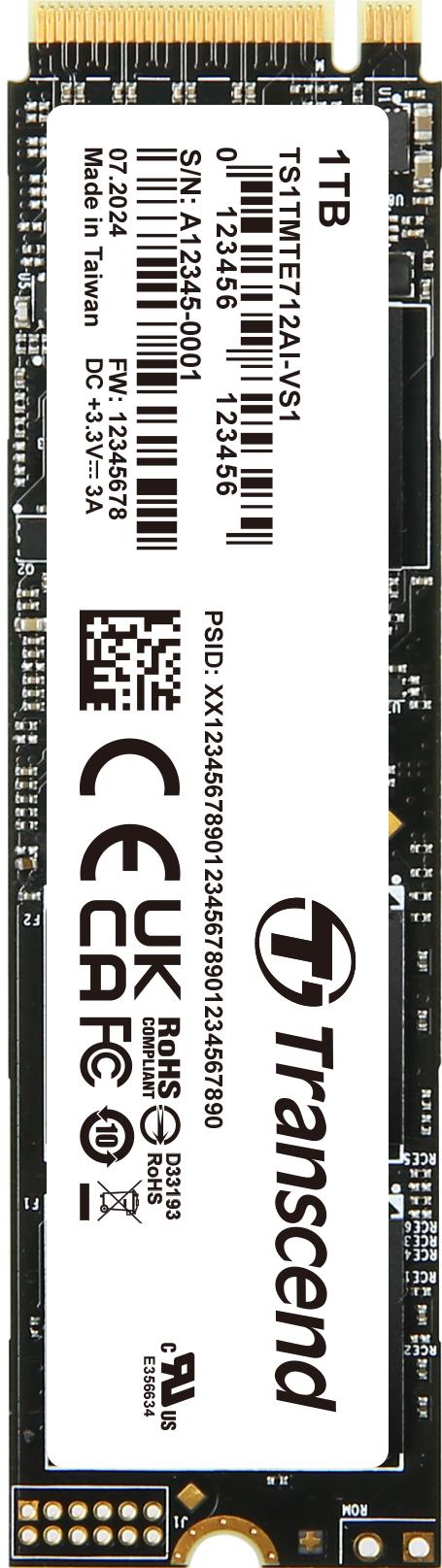 Transcend Information-TS1TMTE712AI-VS1 Solid State-Laufwerke 1TB M.2 2280 PCIe Gen4x4, NVMe, 3D TLC, 4-channel, Wide Temperature, Embedded SSD