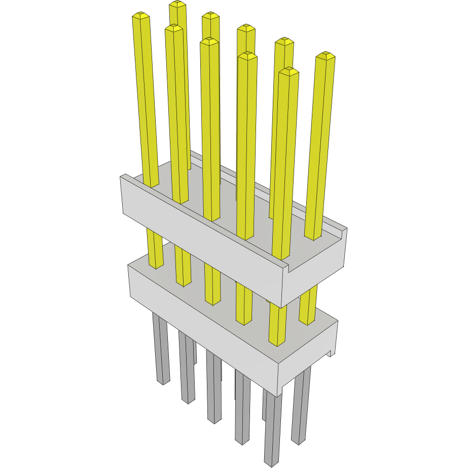 Samtec-HW-05-12-L-D-350-300 Cabezales del conector y receptáculos PCB Conn Board Stacker HDR 10 POS 2.54mm Solder ST Thru-Hole Bulk