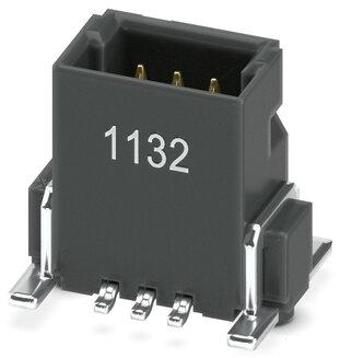 PHOENIX CONTACT-1337137 Steckverbinderleisten und Leiterplattenbuchsen SMD male connector, nominal current: 2.2 A, Test voltage: 840 VAC, number of positions: 6, pitch: 1.27 mm, color: black, contact surface: Gold, type of contact: Pin, mounting: SMD soldering