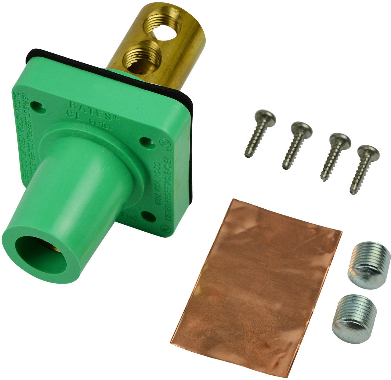 Marinco-CL20FRB-E Steckverbinder CL Series Panel Mount (400A / 600V) #2 - 2/0 AWG Double Set Screw Female - Green (E)