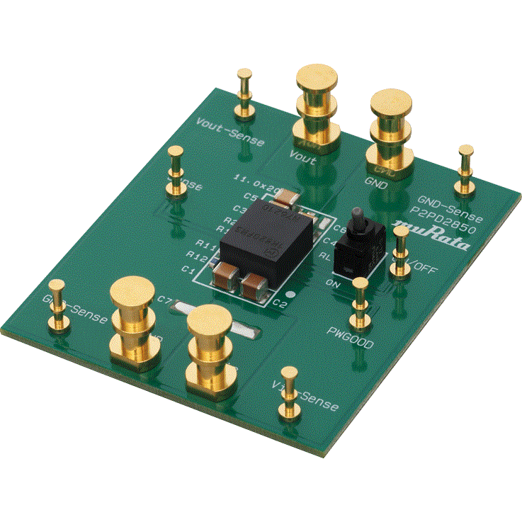 Murata Power Solutions-MYMGK1R820FRSR-EVM Placas y kits de desarrollo de administración de potencia 20A, Non-isolated PoL DC/DC Converter, LGA, 4.5-5.5Vin, 0.7-1.8Vout, Evaluation Board