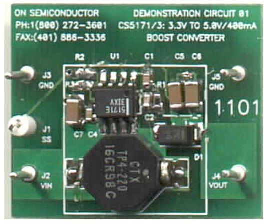 onsemi-CS5171BSTGEVB Energiemanagement, Entwicklungsplatinen und -kits CS5171EDR8G DC to DC Converter and Switching Regulator Chip 4.963V/4.966V Output Evaluation Board