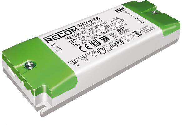 RECOM Power-RACD30-500 Alimentatori LED AC/DC LED Power Supply 30W Single 6-Pin