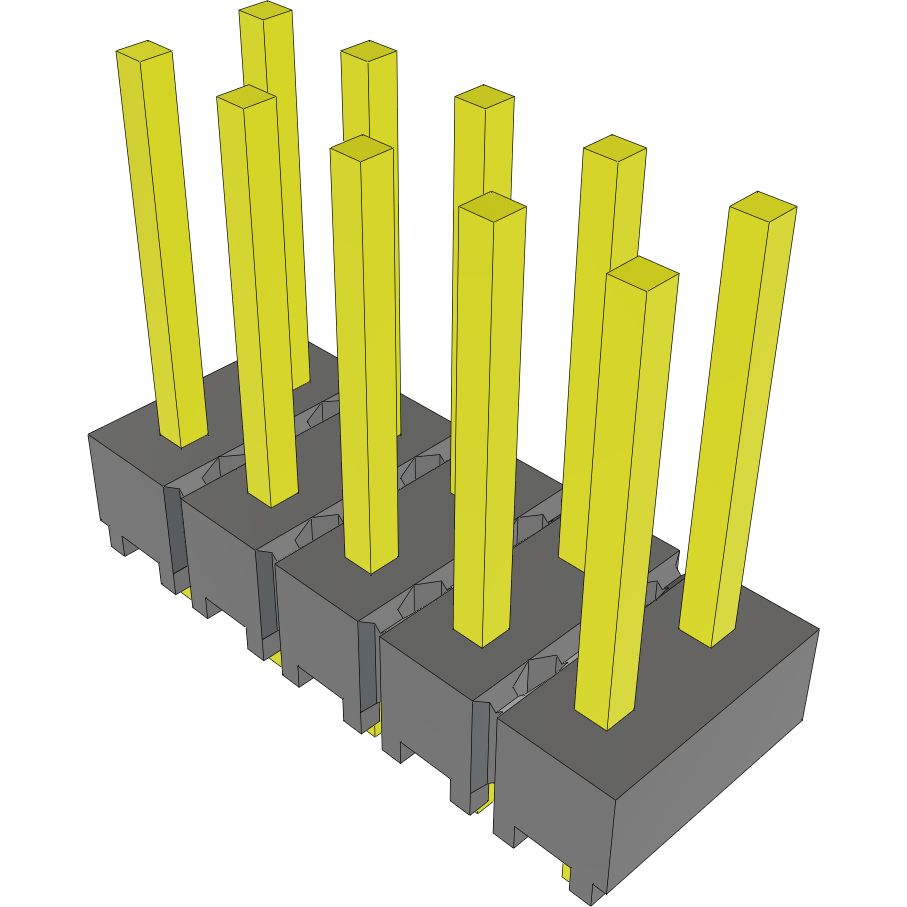 Samtec-MTSW-105-23-G-D-295 Cabezales del conector y receptáculos PCB Conn Unshrouded Header HDR 10 POS 2.54mm Solder ST Top Entry Thru-Hole Bulk