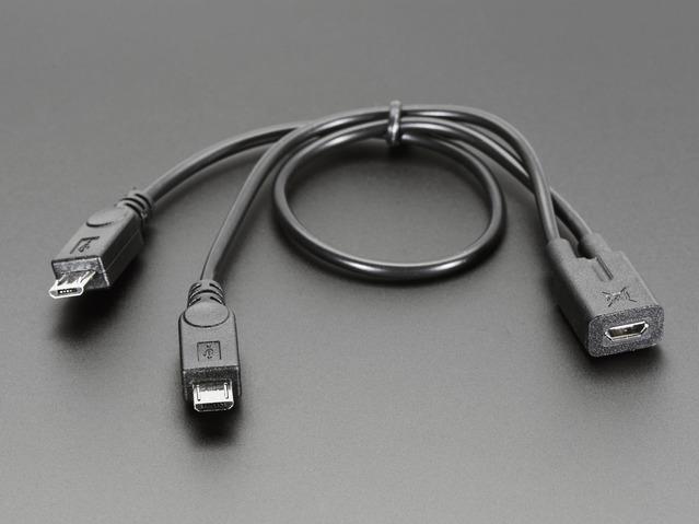 Adafruit Industries-3030 USB Kabelbaugruppen Cable Assembly USB 0.18m/0.3m Micro USB Type B to 2Micro USB Type B