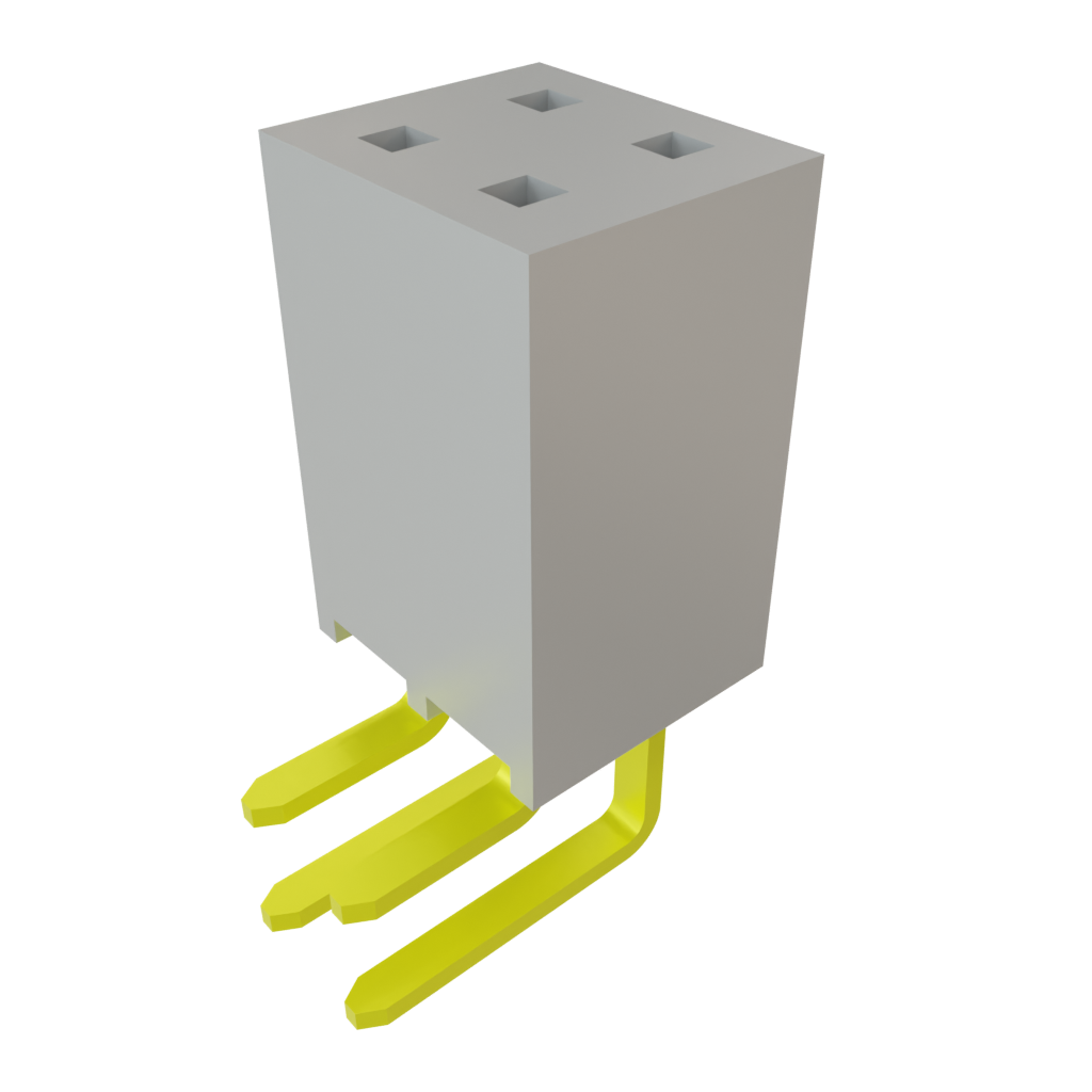 Samtec-SSW-102-02-G-D-RA Piastre connettori e prese PCB Conn Socket Strip SKT 4 POS 2.54mm Solder RA Side Entry Thru-Hole Layer