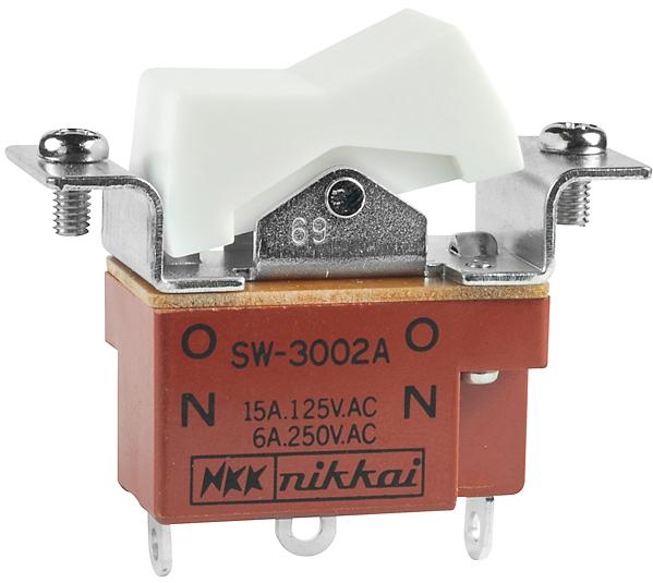 NKK Switches-SW3002A Switch Rocker Switch Rocker ON None ON SPDT Solder Lug Rocker 15A 250VAC 30VDC 30000Cycles