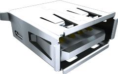 Samtec-USB-A-S-F-W-VT Connector USB Conn USB 2.0 Type A RCP 4 POS 2.5mm/2mm Solder ST Thru-Hole 4 Terminal 1 Port Tray