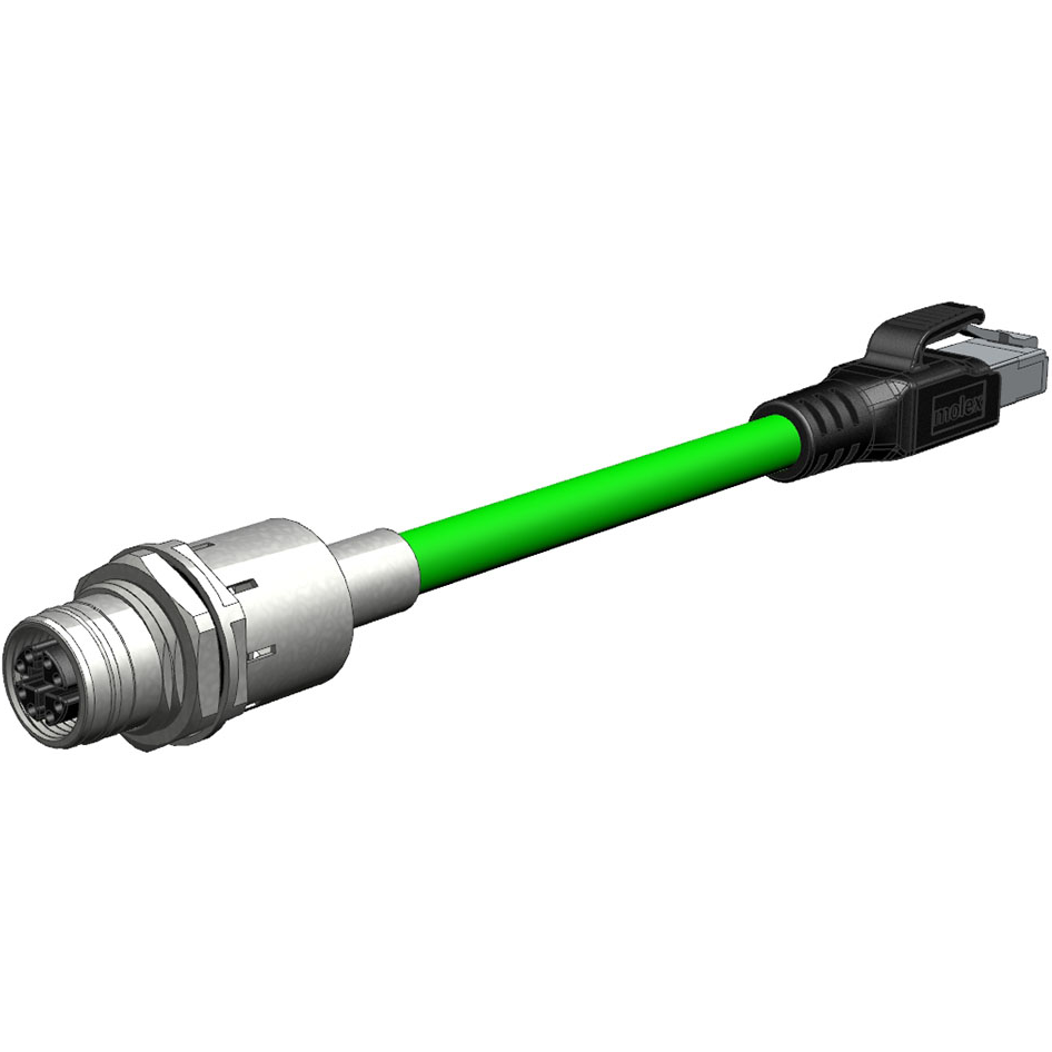 Molex-ERWPEU7021M010 Andere Kabelbaugruppen Cordset Cable Other Micro-Change (M12) to Standard RJ-45 CAT6A Double-Ended