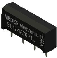 Standex-Meder Electronics-SIL12-1A75-71L Relés de tamaño pequeño Reed Relay 12VDC 1KOhm 0.5A SPST-NO(19.8x5.08x7.8)mm THT Dry