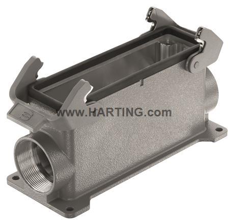 HARTING-09301320271 Schrumpfbalgenadapter Surface Mount Housing 90° 32B Shell Size Powder Die Cast Aluminum Double Lock
