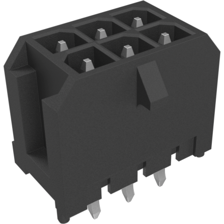 Amphenol Communications Solutions-10127721-061GLF 连接器插头及 PCB 插座 Minitek® Pwr 3.0, Wire to Board connector, header, Dual row, Vertical Through hole, Tin plating, 6 positions Glow Wire Compatible