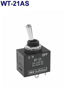 NKK Switches-WT-21AS Switch Toggle Switch Toggle ON OFF DPST Round Lever Solder 10A 250VAC 30VDC Panel Mount with Threads