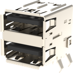 Amphenol Communications Solutions-GSB3112380F1HR Connector USB Conn USB 3.0 Type A RCP 18 POS 2.5mm/2mm Solder RA Thru-Hole 18 Terminal 2 Port Tray