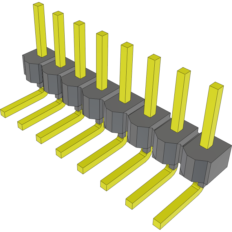 Samtec-MTSW-108-08-T-S-195-RA Steckverbinderleisten und Leiterplattenbuchsen Conn Unshrouded Header HDR 8 POS 2.54mm Solder RA Side Entry Thru-Hole Bulk