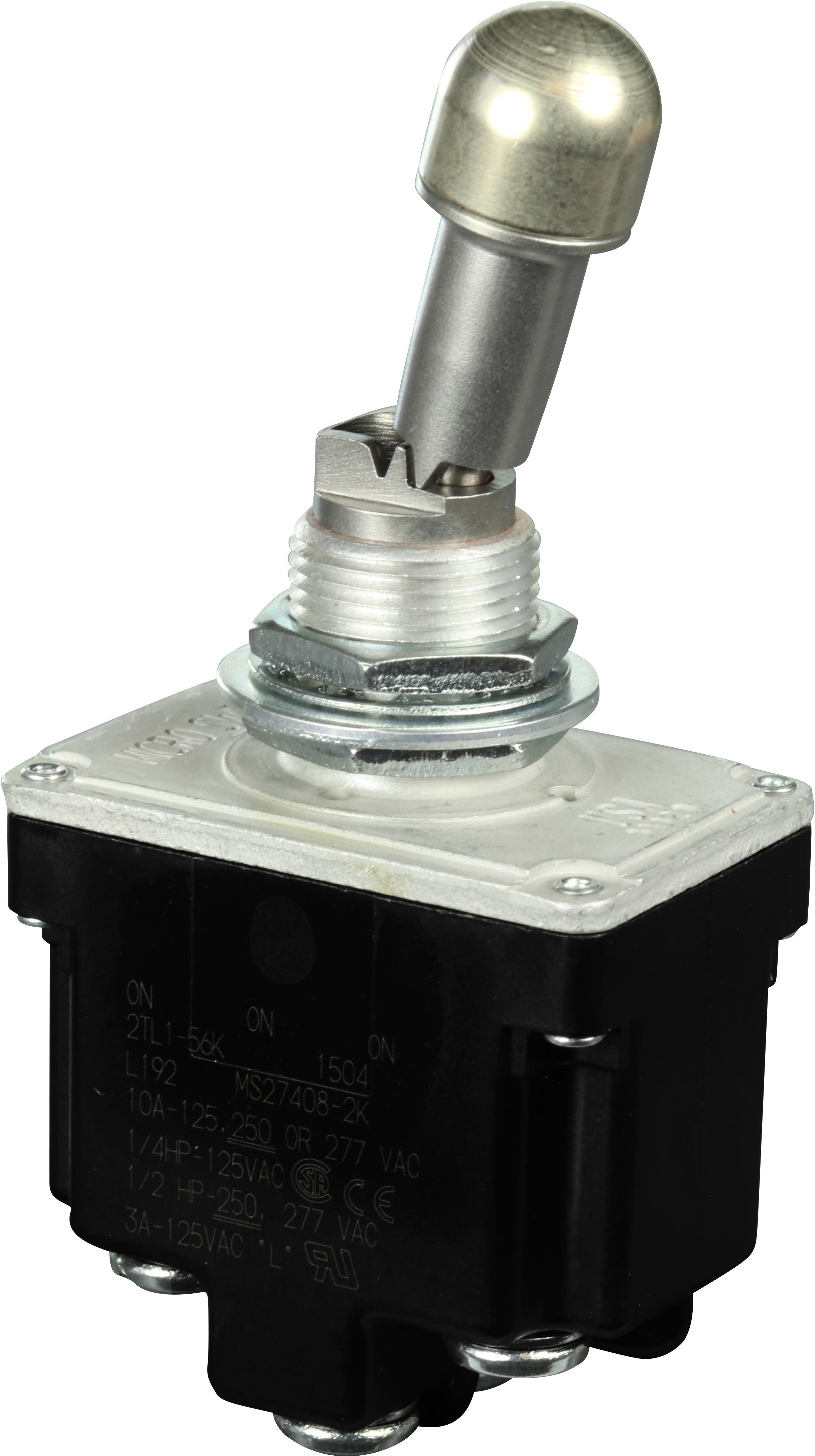 Honeywell-2TL1-56K Interruptor de palanca Switch Toggle (ON) ON ON SP3T Locking Lever Screw 18A 277VAC 250VDC 372.85VA Panel Mount with Threads