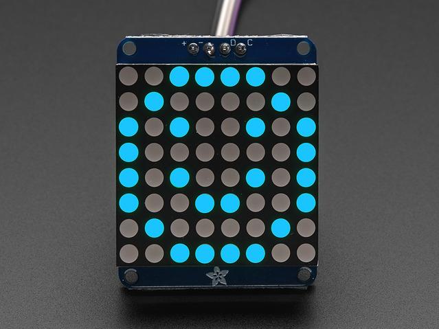 Adafruit Industries-1052 开发套件和工具 Small 1.2" 8x8 LED Matrix w/I2C Backpack - Blue