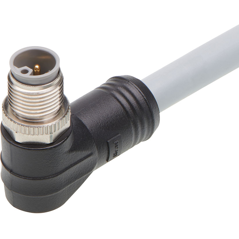 Molex-1205000226 null Micro-Change (M12) Single-Ended Cordset, 5 Poles, L-Coded, Male (90°) to Pigtail, 14 AWG, Gray TPU WSOR Cable, 15.0m (49.21') Length