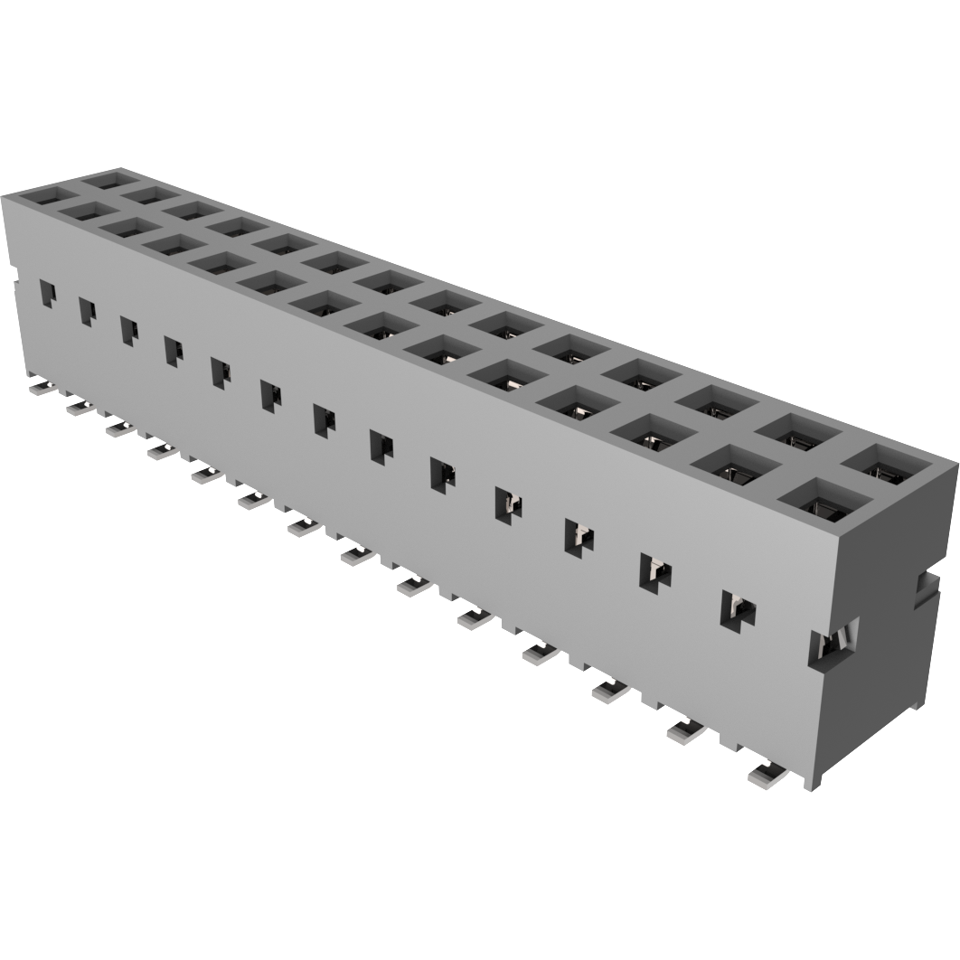 Amphenol Communications Solutions-89898-314LF Connector Headers and PCB Receptacles Dubox®, Board To Board Connector, Receptacle, Vertical, Surface Mount, Dual Entry, Double Row , 28 Positions, 2.54mm (0.100in) Pitch