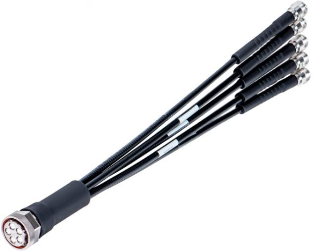 HUBER+SUHNER-85164393 Kabelbaugruppen Koaxial Cable Assembly SUCOFEED 1/4" HFX 2m MQ5X to 5(Type N) M-M Bag