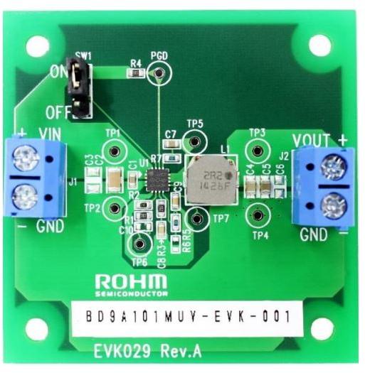ROHM Semiconductor-BD9A101MUV-EVK-001 Power Management Development Boards and Kits BD9A101MUV-LB DC to DC Converter and Switching Regulator Chip 1.8V Output Evaluation Board