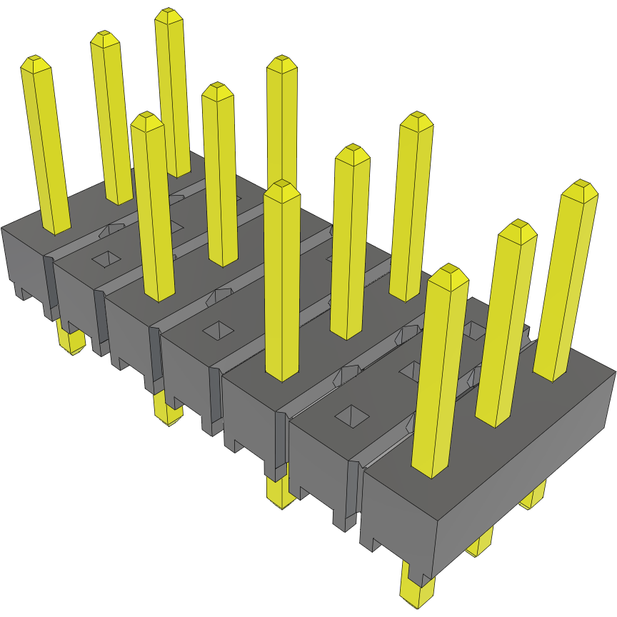Samtec-TSW-204-07-T-T Embases de raccordement et réceptacles PCB Conn Unshrouded Header HDR 12 POS 5.08mm Solder ST Top Entry Thru-Hole Bulk