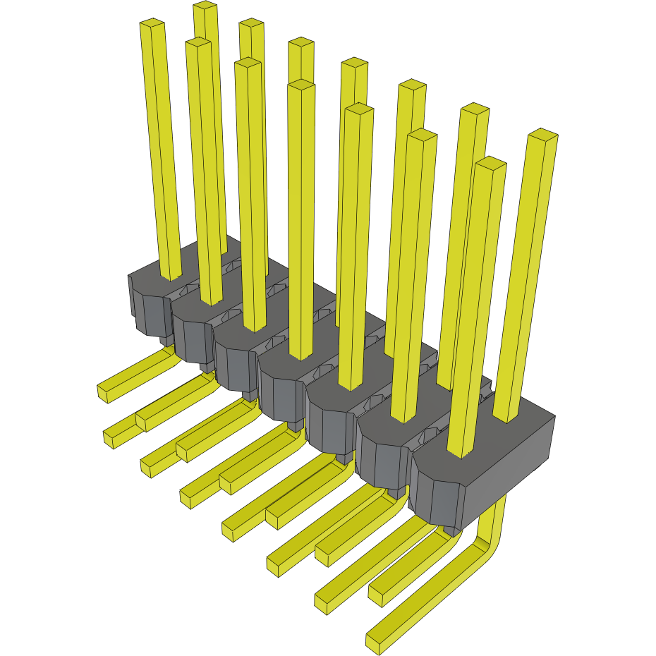 Samtec-MTSW-107-09-G-D-430-RA Cabezales del conector y receptáculos PCB Conn Unshrouded Header HDR 14 POS 2.54mm Solder RA Side Entry Thru-Hole Bulk