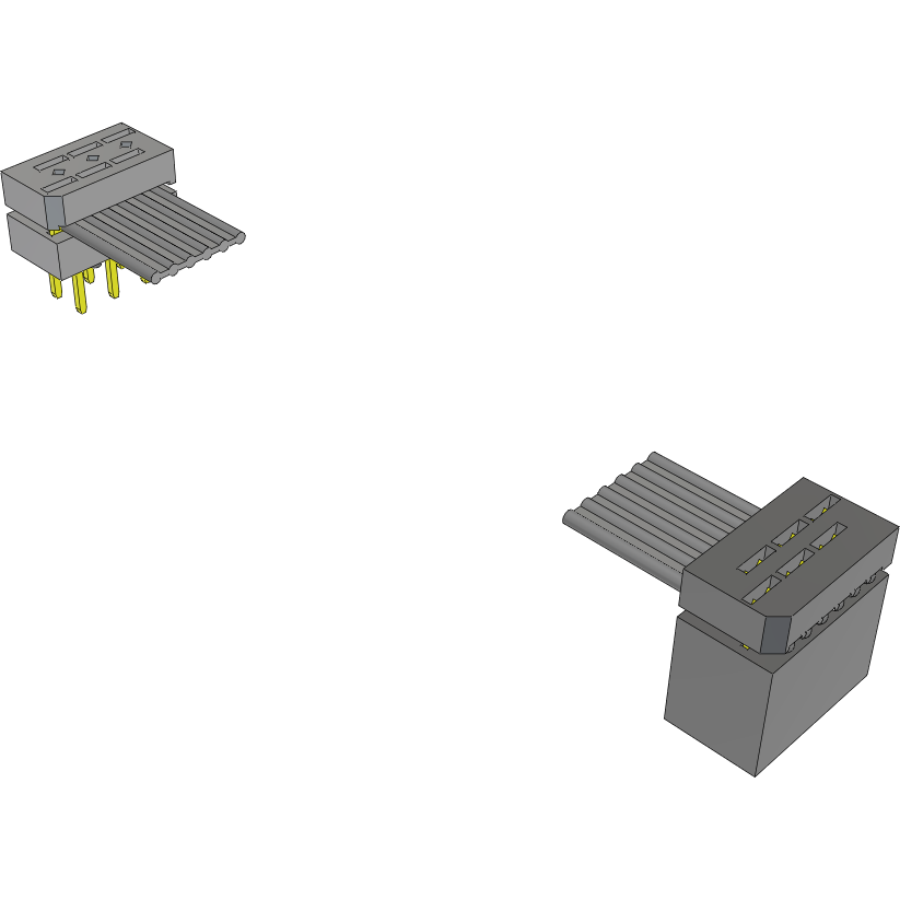 Samtec-IDMD-03-T-06.00 Assemblage de câble plat/ruban Cable Assembly 0.152m 28AWG 1.27mm 6 to 6 POS IDC Connector to IDC Connector F-M Clamshell