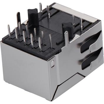 taoglas-TMJG4887GENL Telecomunicaciones y teléfono del conector Conn RJ-45 F 8 POS 1.27mm Solder RA Thru-Hole 14 Terminal 1 Port Tray