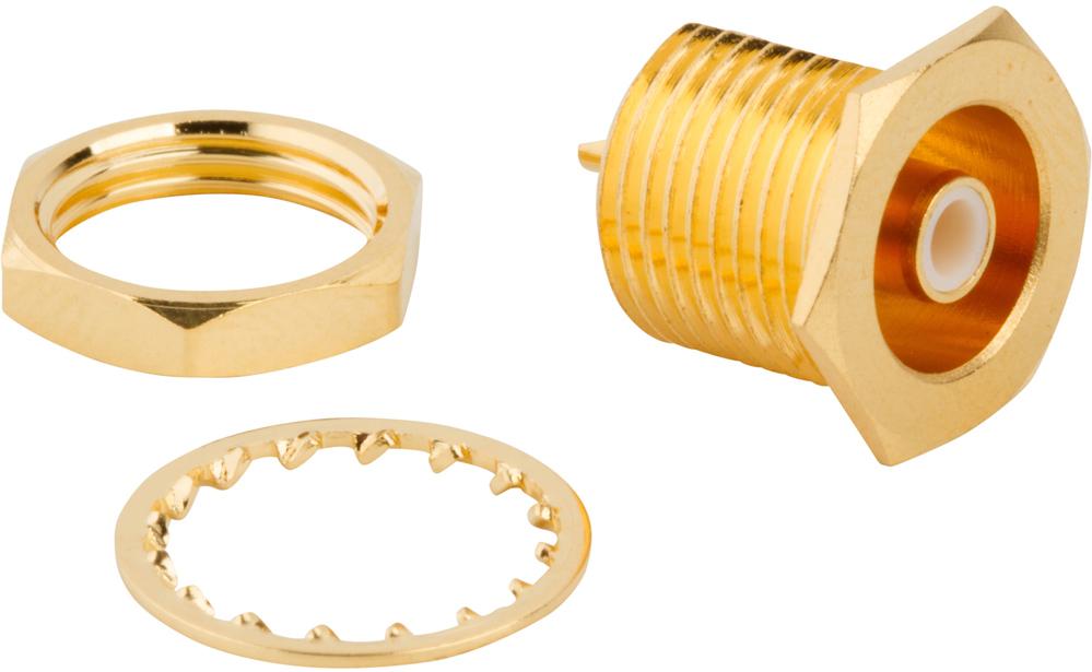 Amphenol RF-142158 射频连接器 Conn SMB 0Hz to 4GHz 50Ohm Solder Cup ST Panel Mount RCP Gold