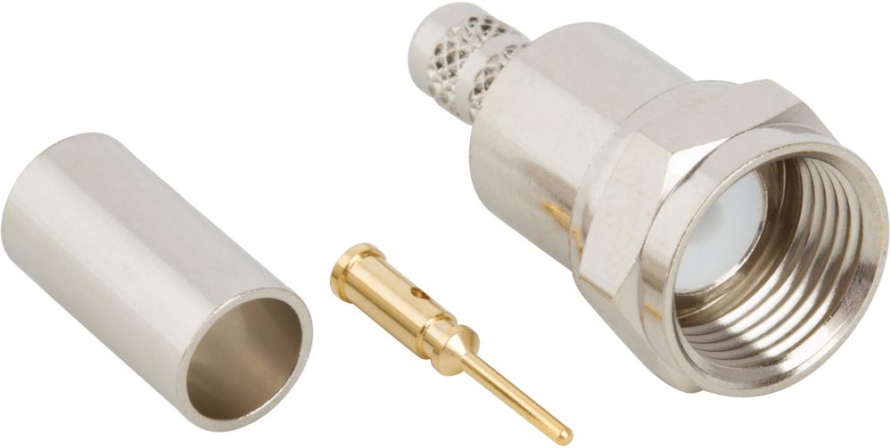Amphenol RF-222197 RF-Steckverbinder Conn Type F 0Hz to 2GHz 75Ohm Crimp ST Cable Mount PL Gold