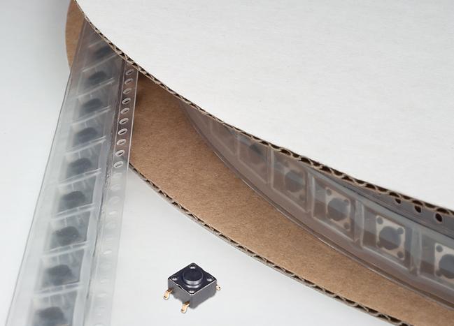 NKK Switches-HP0315AFKP4-R Tastschalter Switch Tactile OFF (ON) SPST Flat Round Button Gull Wing 0.1A 28VAC 28VDC 0.4VA 500000Cycles 1.6N SMD T/R