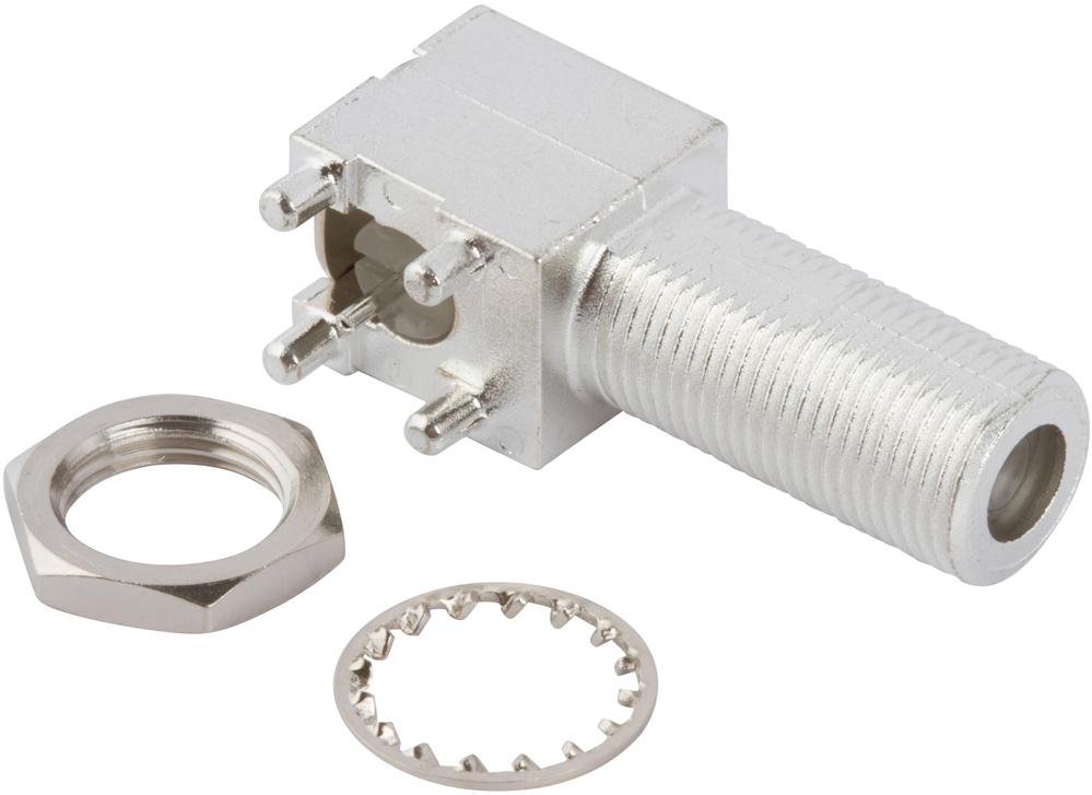 Amphenol RF-531-40047-3 RF-Steckverbinder Conn Type F 0Hz to 3GHz 75Ohm Solder RA Thru-Hole RCP Tin