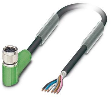 PHOENIX CONTACT-1522464 null Sensor/actuator cable, 6-pos., PUR halogen-free black, shielded, free conductor end on angled M8 socket, cable length: 5 m