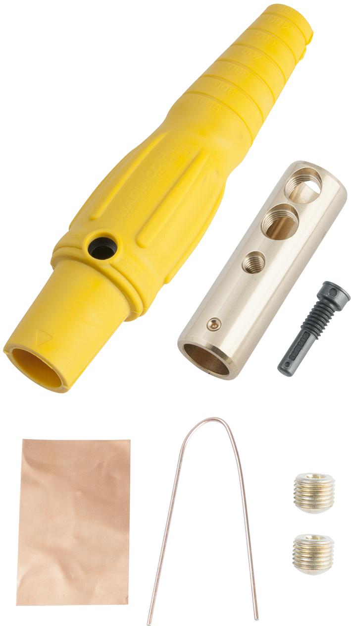 Marinco-CLS20FB-H Raccordement d'alimentation CLS Series Inline Single Pin Connector (400A / 600V) #2 - 2/0 AWG Female - Yellow (H)