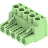 Weidmuller-1137330000 连接器接线板 PCB plug-in connector, female plug, 5.08 mm, Number of poles 5, 180Deg, Clamping yoke connection, Clamping range, max. 4 mm2, Box