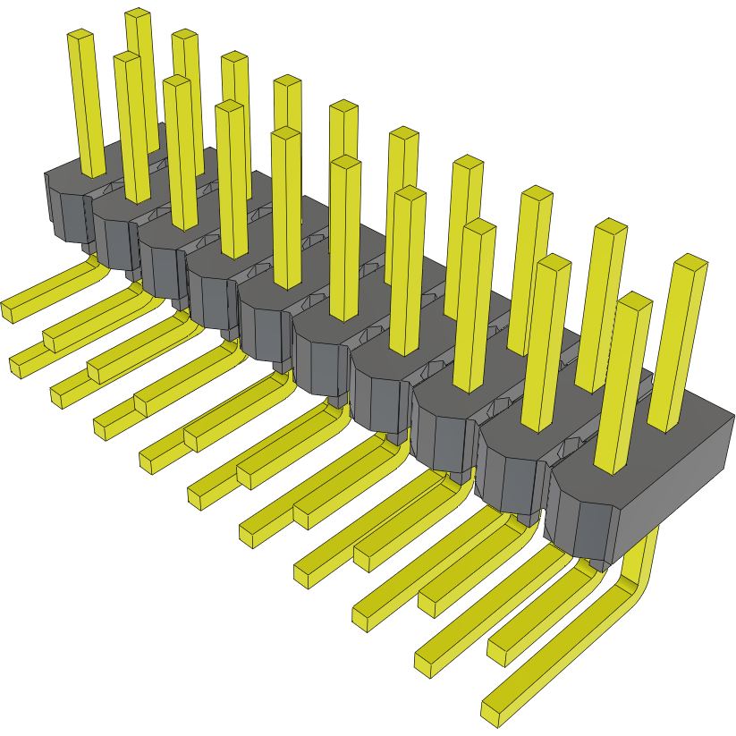 Samtec-HMTSW-110-08-G-D-215-RA Embases de raccordement et réceptacles PCB Conn Unshrouded Header HDR 20 POS 2.54mm Solder RA Side Entry Thru-Hole Bulk