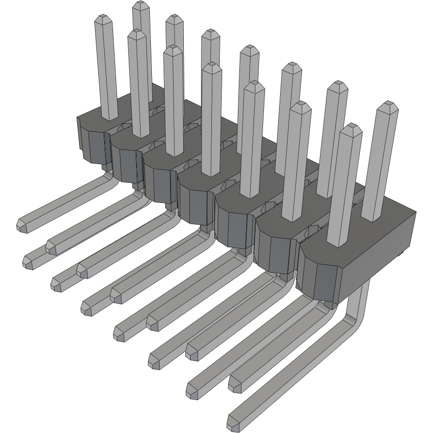 Samtec-HTSW-107-22-T-D-RA Cabezales del conector y receptáculos PCB Conn Unshrouded Header HDR 14 POS 2.54mm Solder RA Side Entry Thru-Hole Bulk