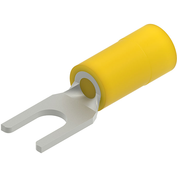 Molex-0191390061 Raccordement de terminaux Block Spade Tongue Terminal 10-12AWG Copper Yellow 27.7mm Electro Tin Avikrimp™ Carton