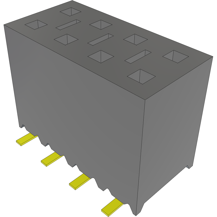 Samtec-SSM-104-SM-DV Connector Headers and PCB Receptacles Conn Socket Strip SKT 8 POS 2.54mm Solder ST Top Entry SMD Tube
